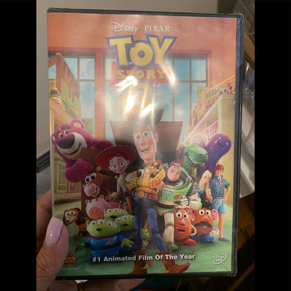 Toy Story 3 DVD with wrapping on.